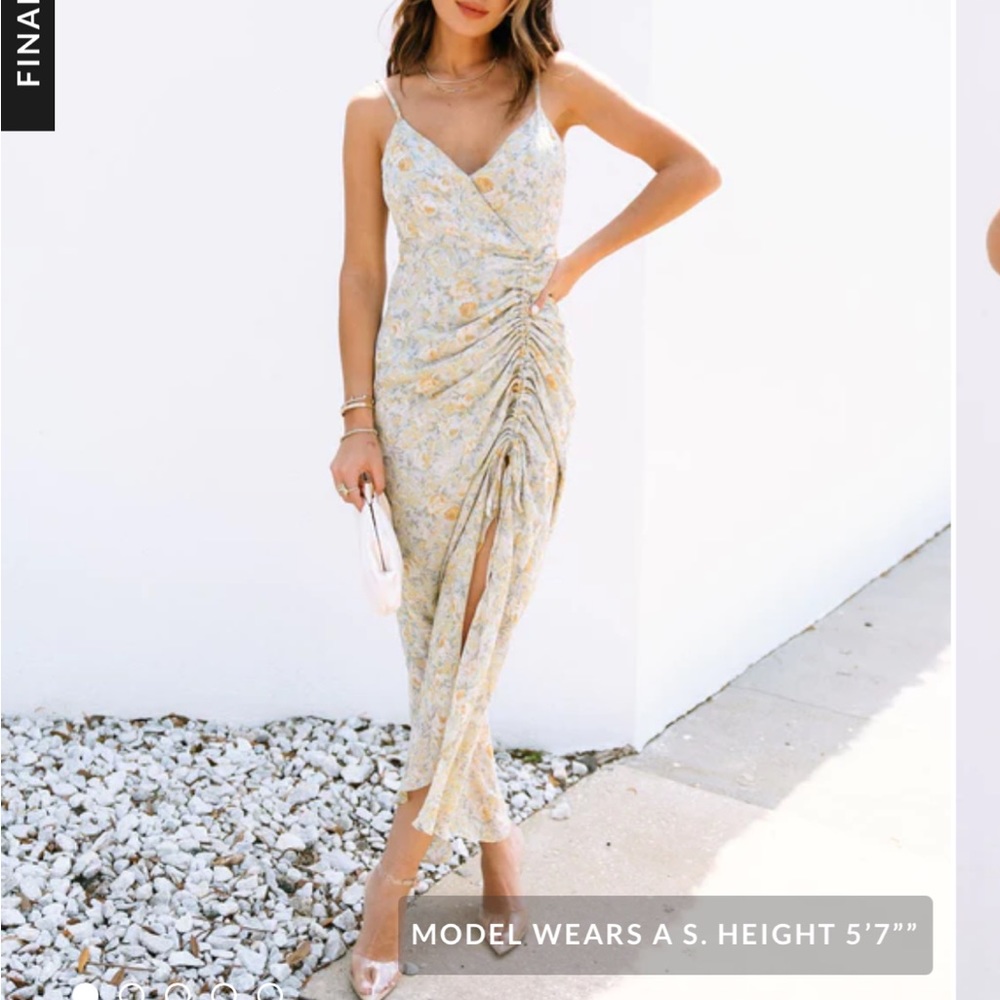 VICI- Give Them Kindness Floral Ruched Midi Dress